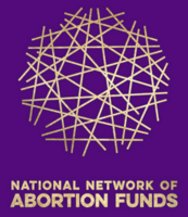 Purple logo of criss crossing lines and the words National Network of Abortion Funds